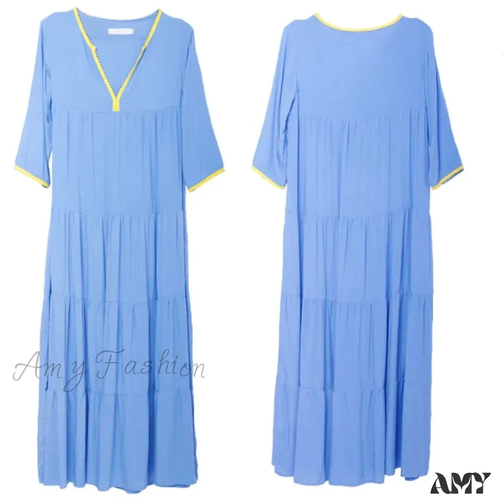 Amy Fashion - Long Sleeve Bohemian Maxi Dresses