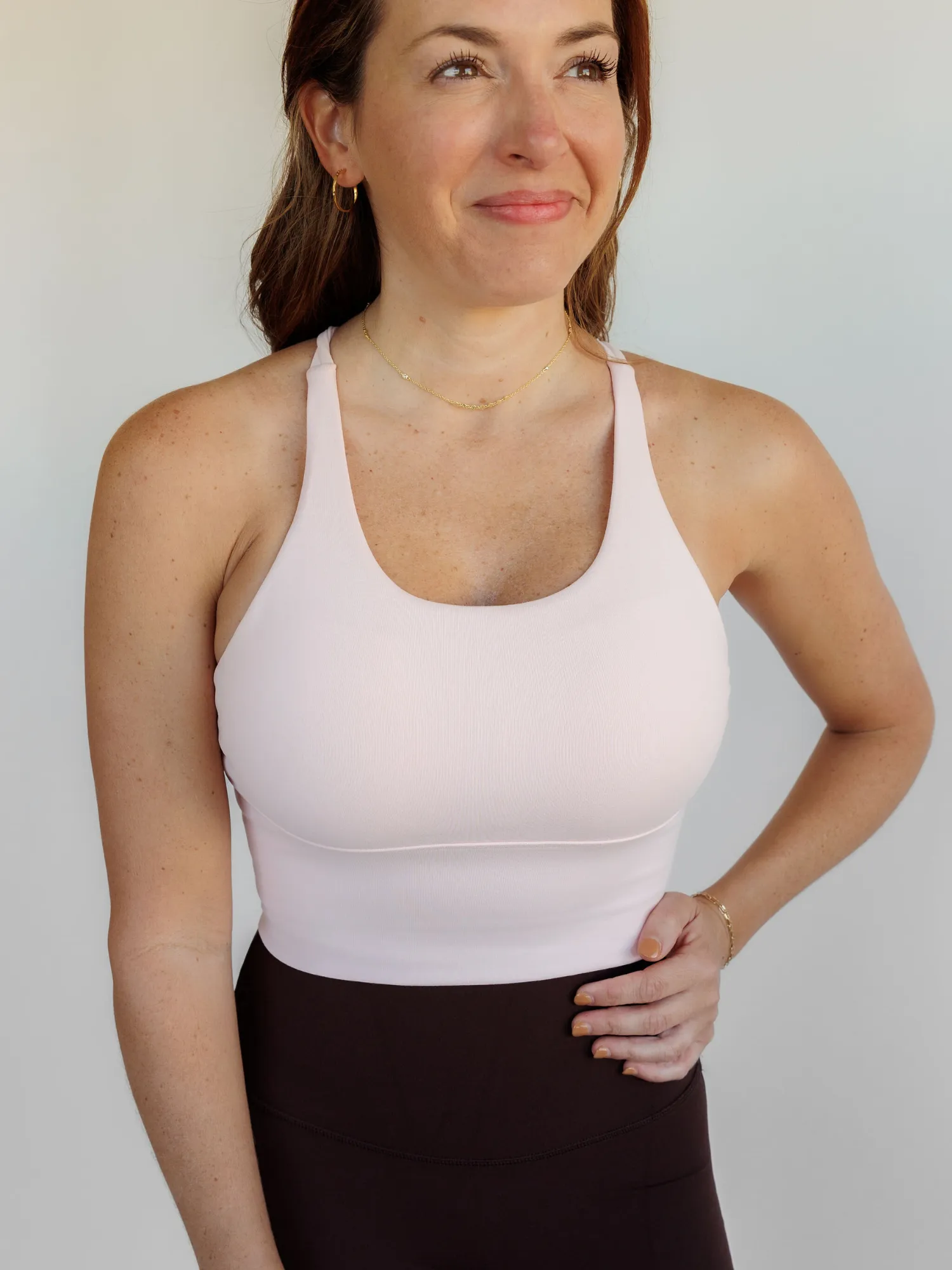 Ballet Pink "Elizabeth" Open Back Longline Sports Bra