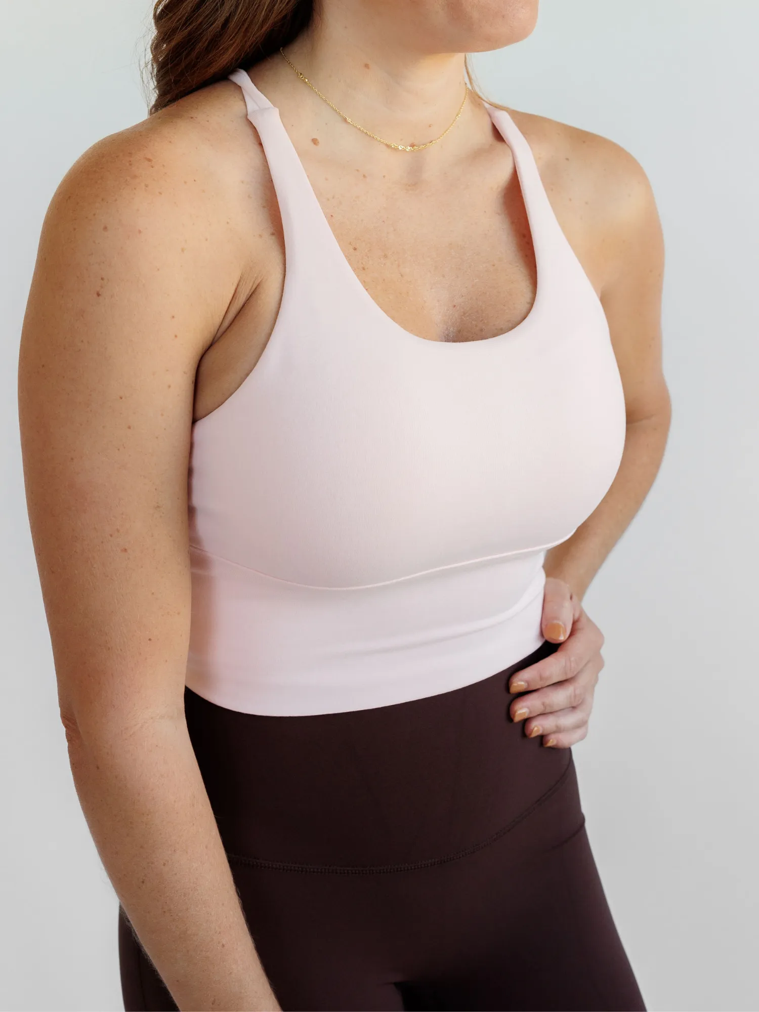 Ballet Pink "Elizabeth" Open Back Longline Sports Bra
