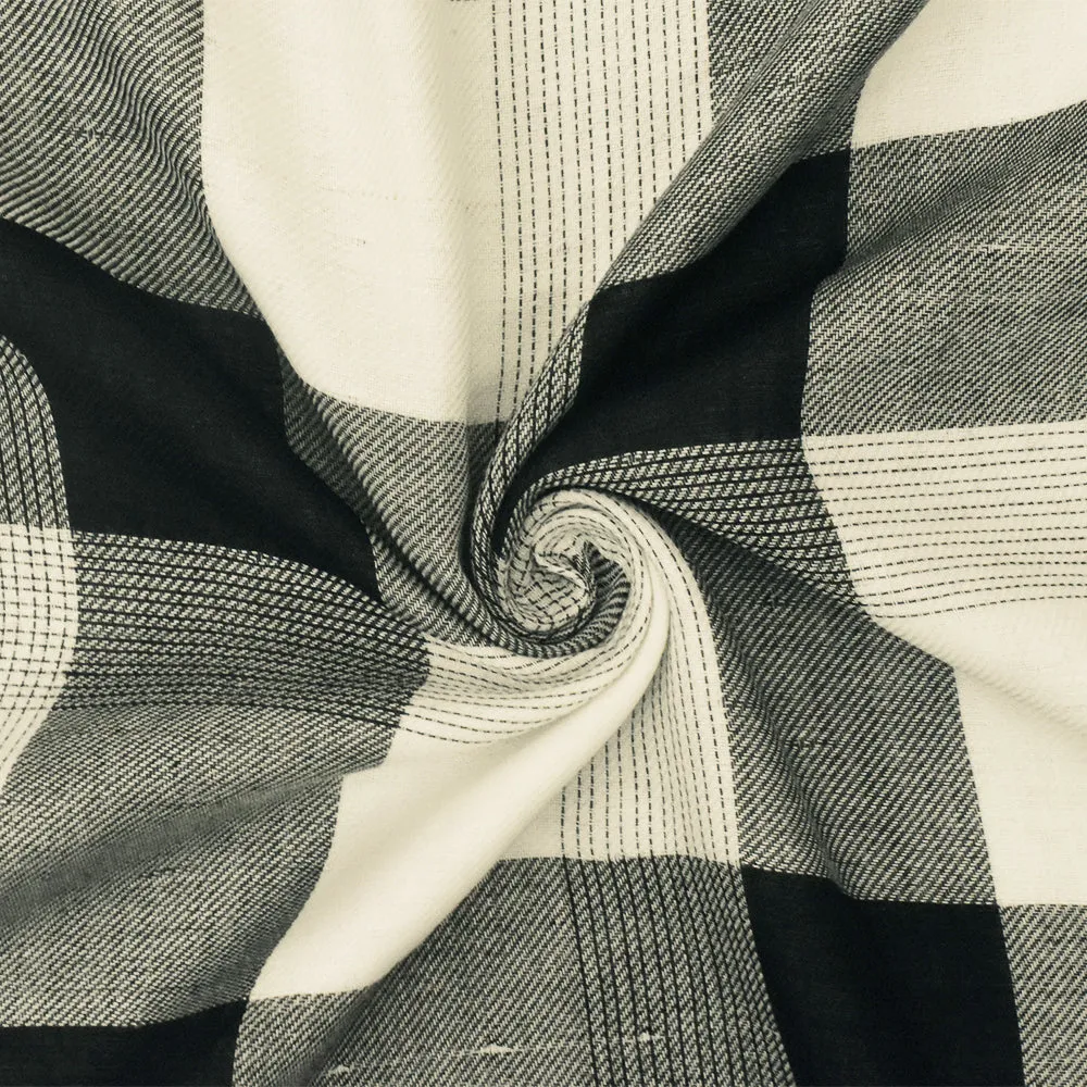 Black-Ivory Famous Maker Cotton Plaid Double Twill Woven Fabric