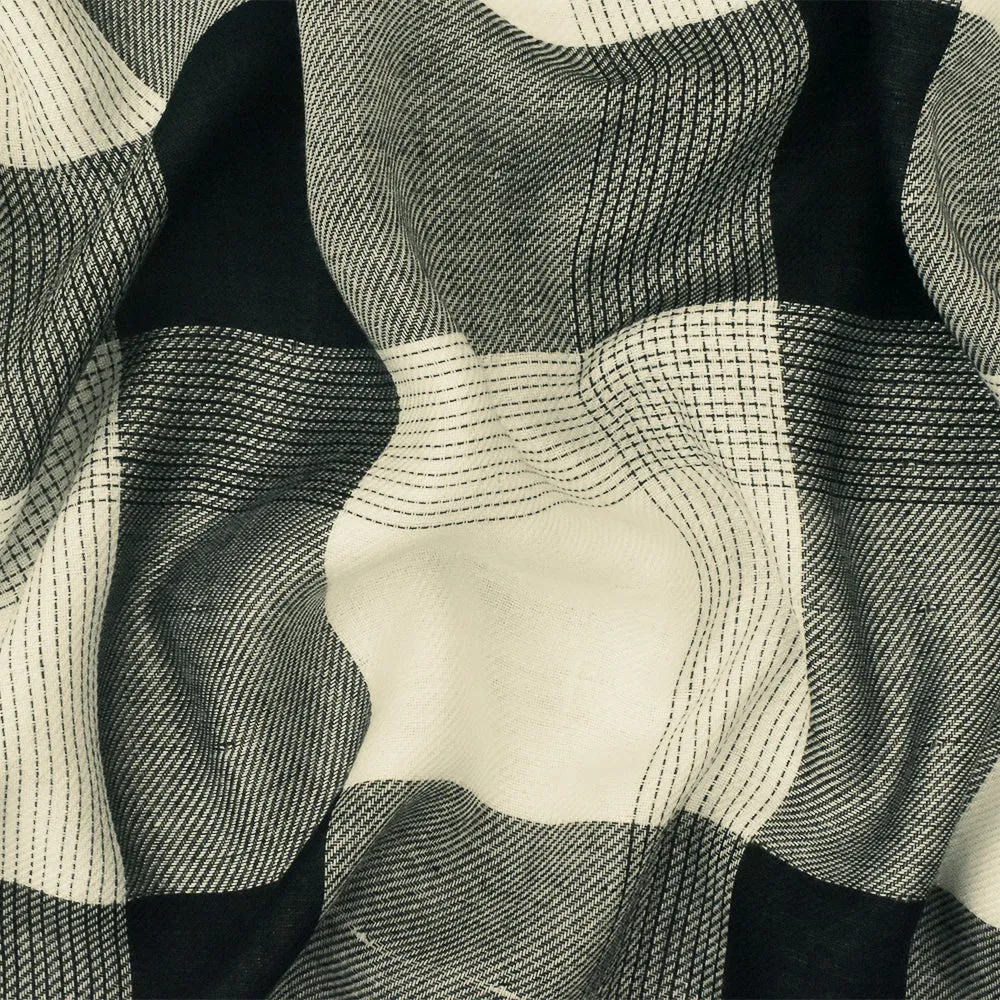Black-Ivory Famous Maker Cotton Plaid Double Twill Woven Fabric