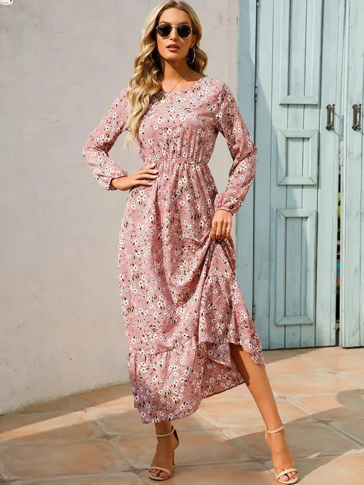 Bohemian Elegant Floral Printed Dress