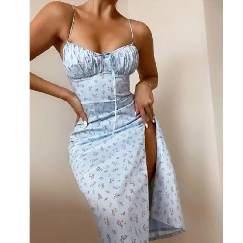 Bohemian Spaghetti Strap Floral Dress