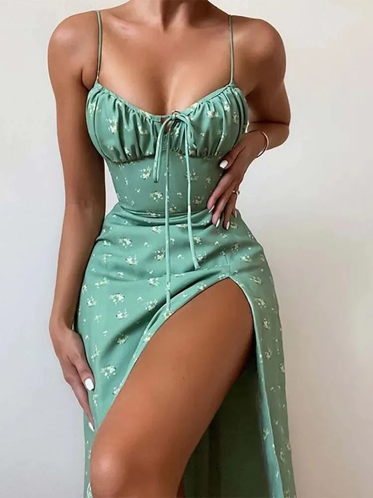Bohemian Spaghetti Strap Floral Dress