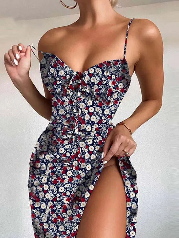 Bohemian Spaghetti Strap Floral Dress