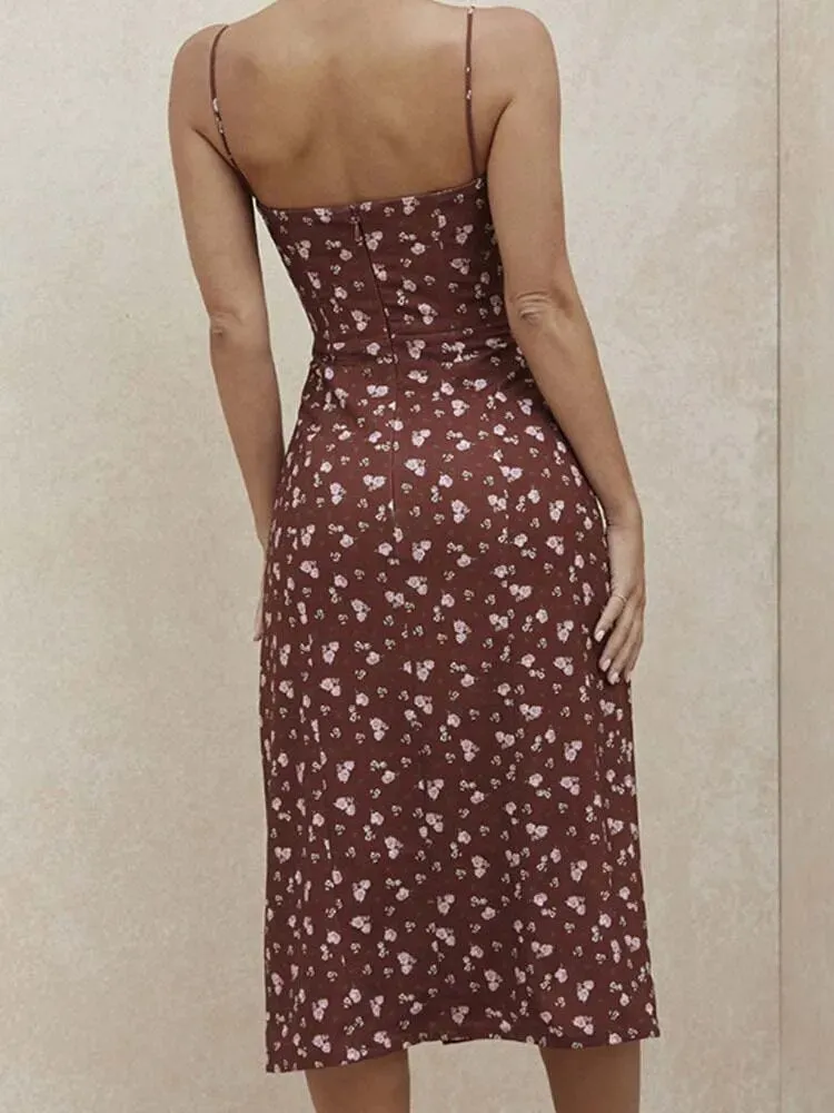 Bohemian Spaghetti Strap Floral Dress