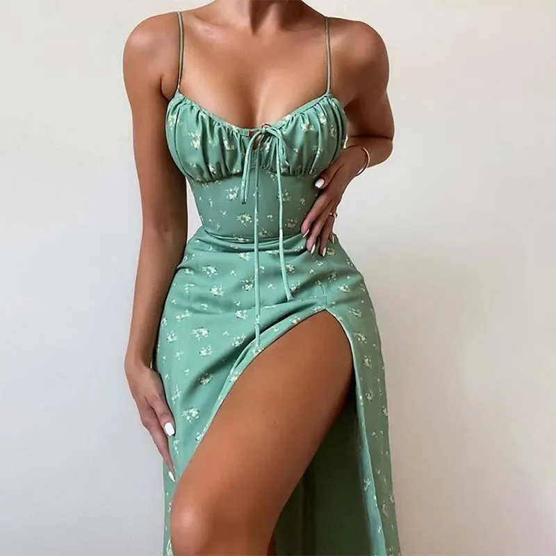 Bohemian Spaghetti Strap Floral Dress