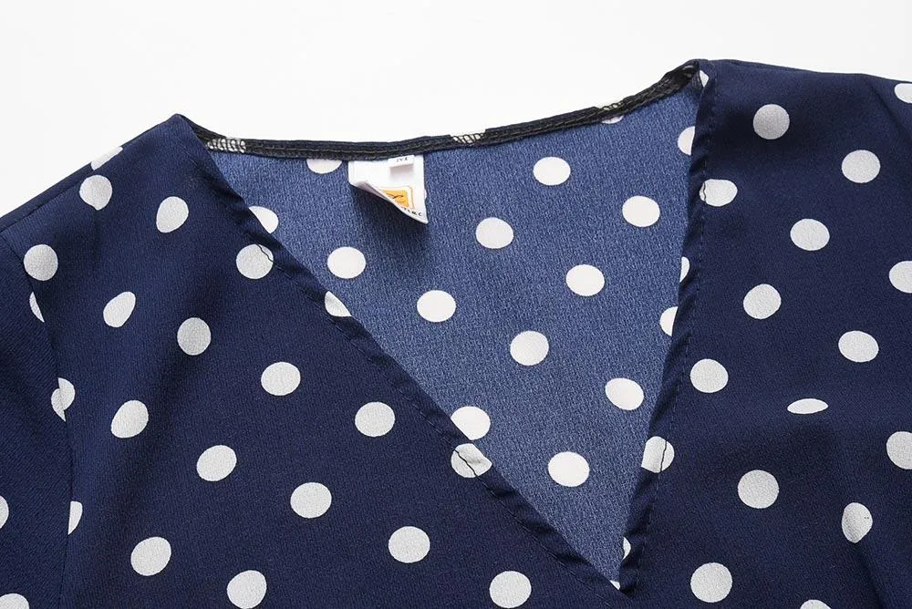 Boho Polka Dot Long Dresses Women Split Short Sleeve Summer Casual Dress Streetwear Maxi Dress