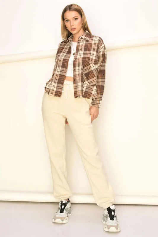 Brown Plaid Button Down Shirt