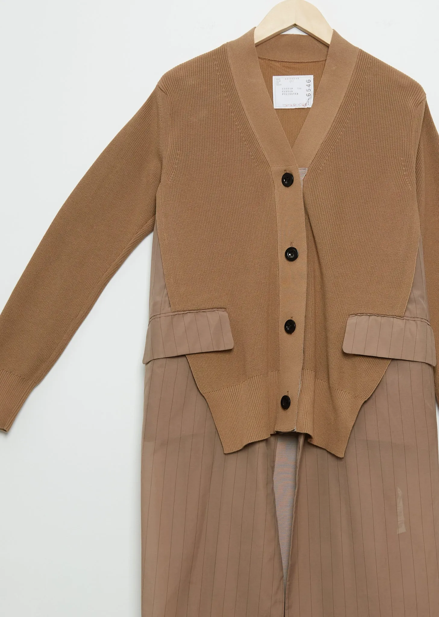 Chalk Stripe x Knit Cardigan — Beige