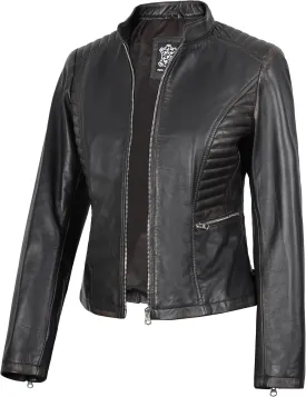 Decrum Leather Jacket Women - Casual Real Lambskin Womens Leather Jacket