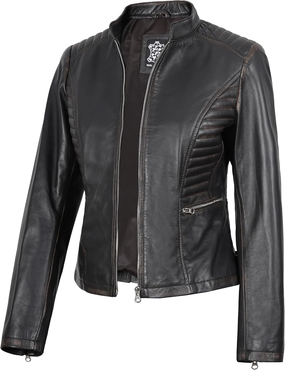 Decrum Leather Jacket Women - Casual Real Lambskin Womens Leather Jacket