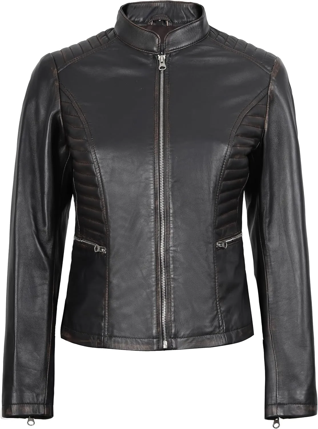 Decrum Leather Jacket Women - Casual Real Lambskin Womens Leather Jacket