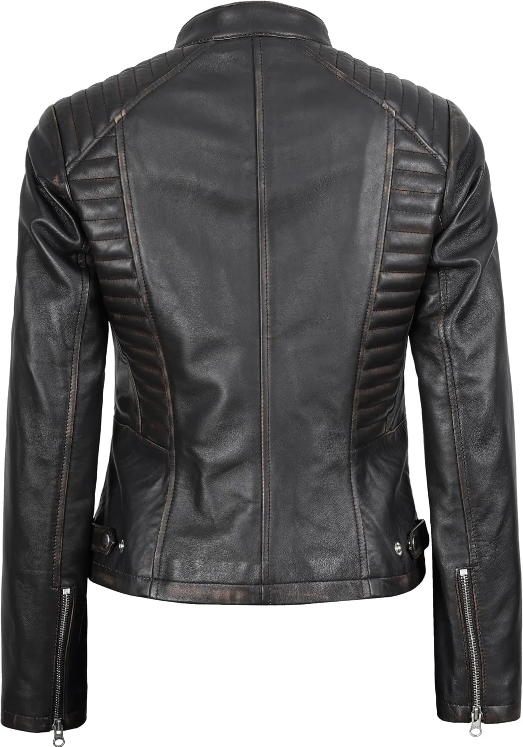 Decrum Leather Jacket Women - Casual Real Lambskin Womens Leather Jacket