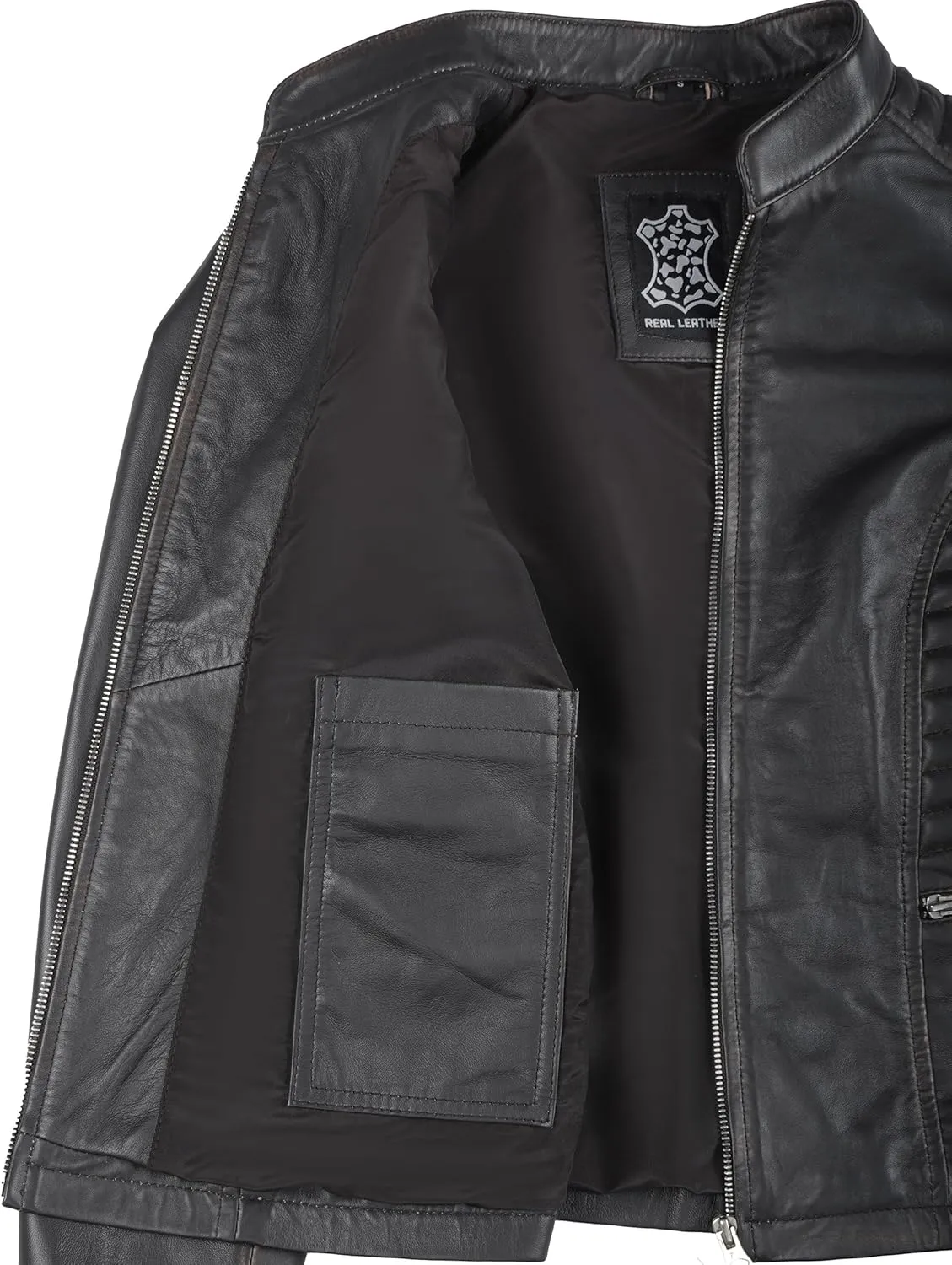 Decrum Leather Jacket Women - Casual Real Lambskin Womens Leather Jacket