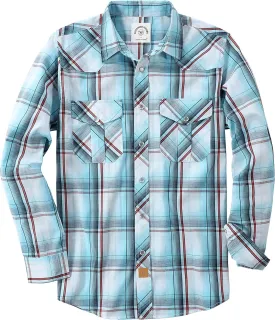 Dubinik® Pearl Snap Shirts for Men Long Sleeve Western Shirts for Men Vintage Casual Plaid Shirt Cowboy Shirts for Men
