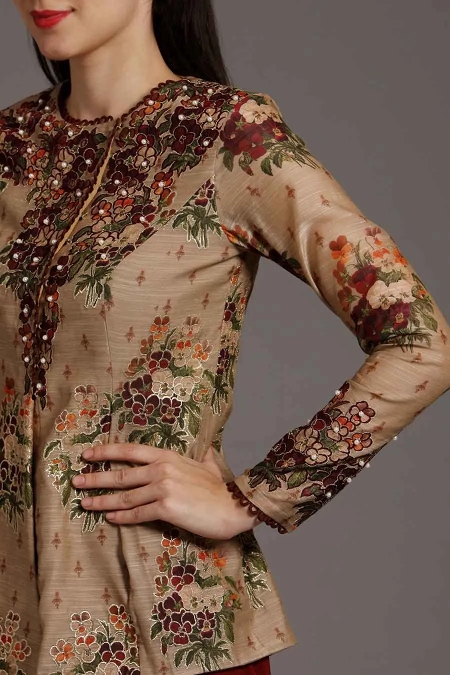 Embroidered Chanderi Top & Palazzo Set