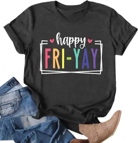Friday Shirt for Women Happy Friday Teacher T Shirt Friday Weekend Tshirt Teacher Gifts Tops