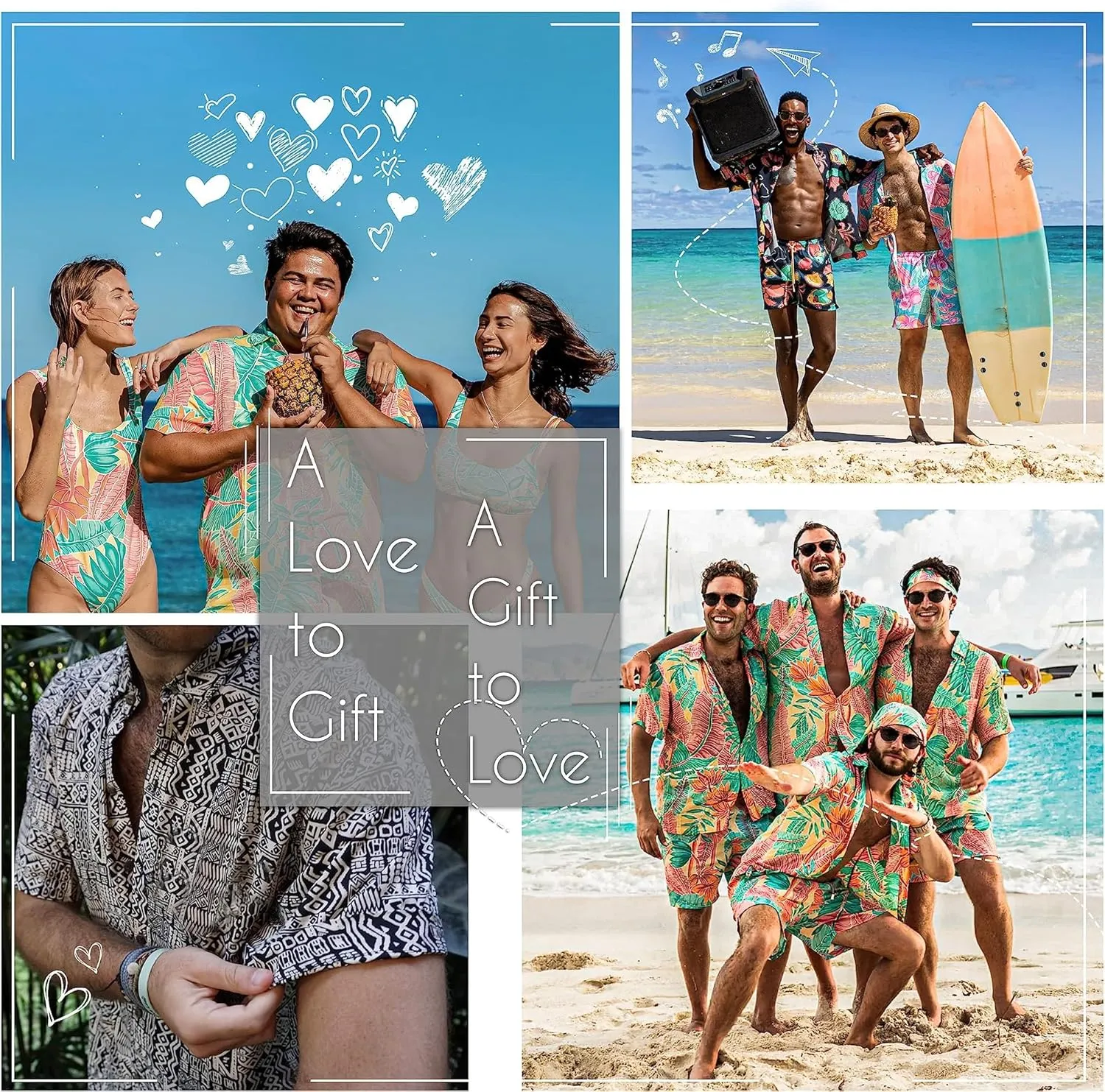 Funny Hawaiian Shirt Tropical Short Sleeve Summer Beach Button Down Hawaiian Ocean Shirts for Men