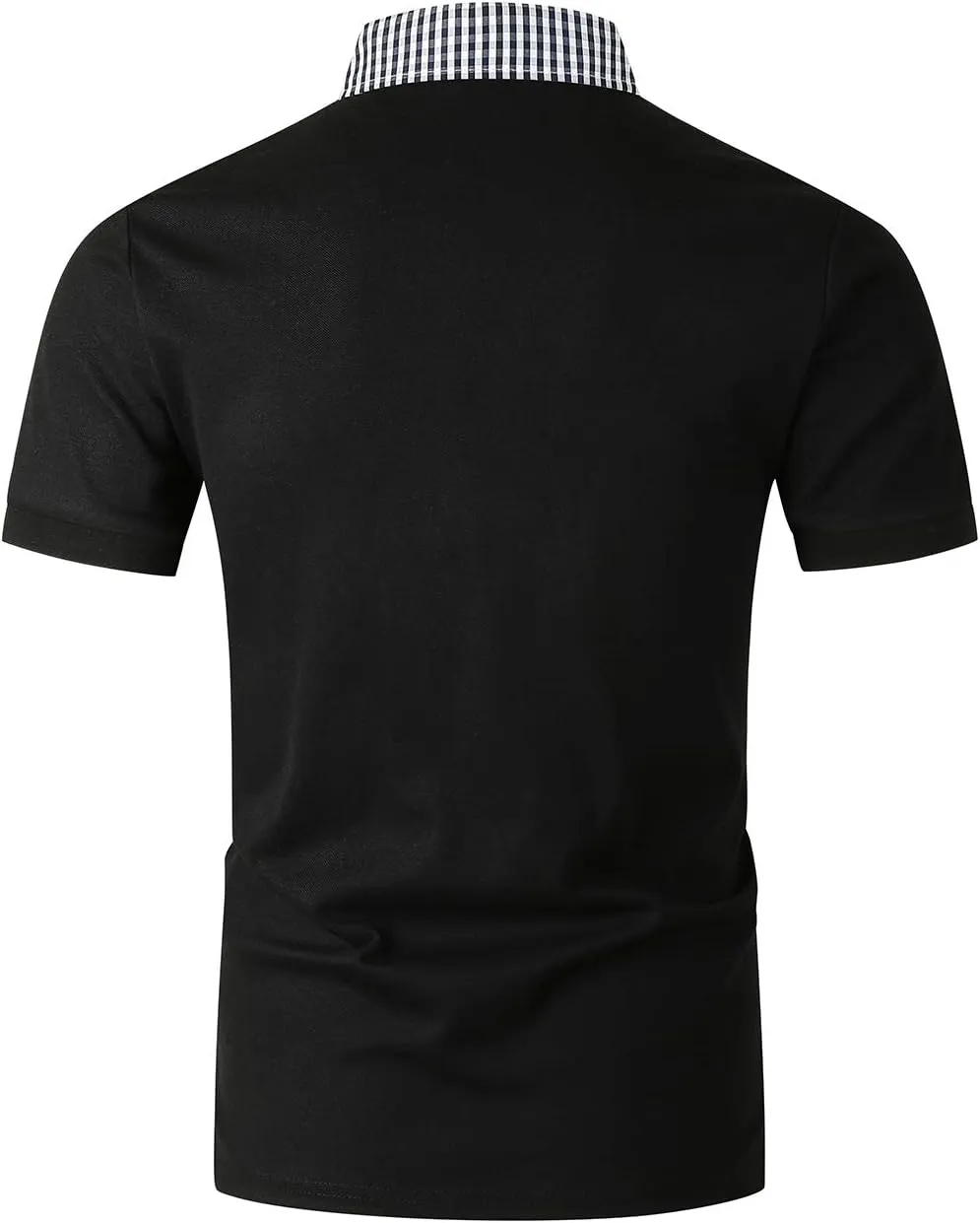 GHYUGR Men's Polo Shirts Short Sleeve Slim Fit Polo Casual Plaid Splice T-Shirts