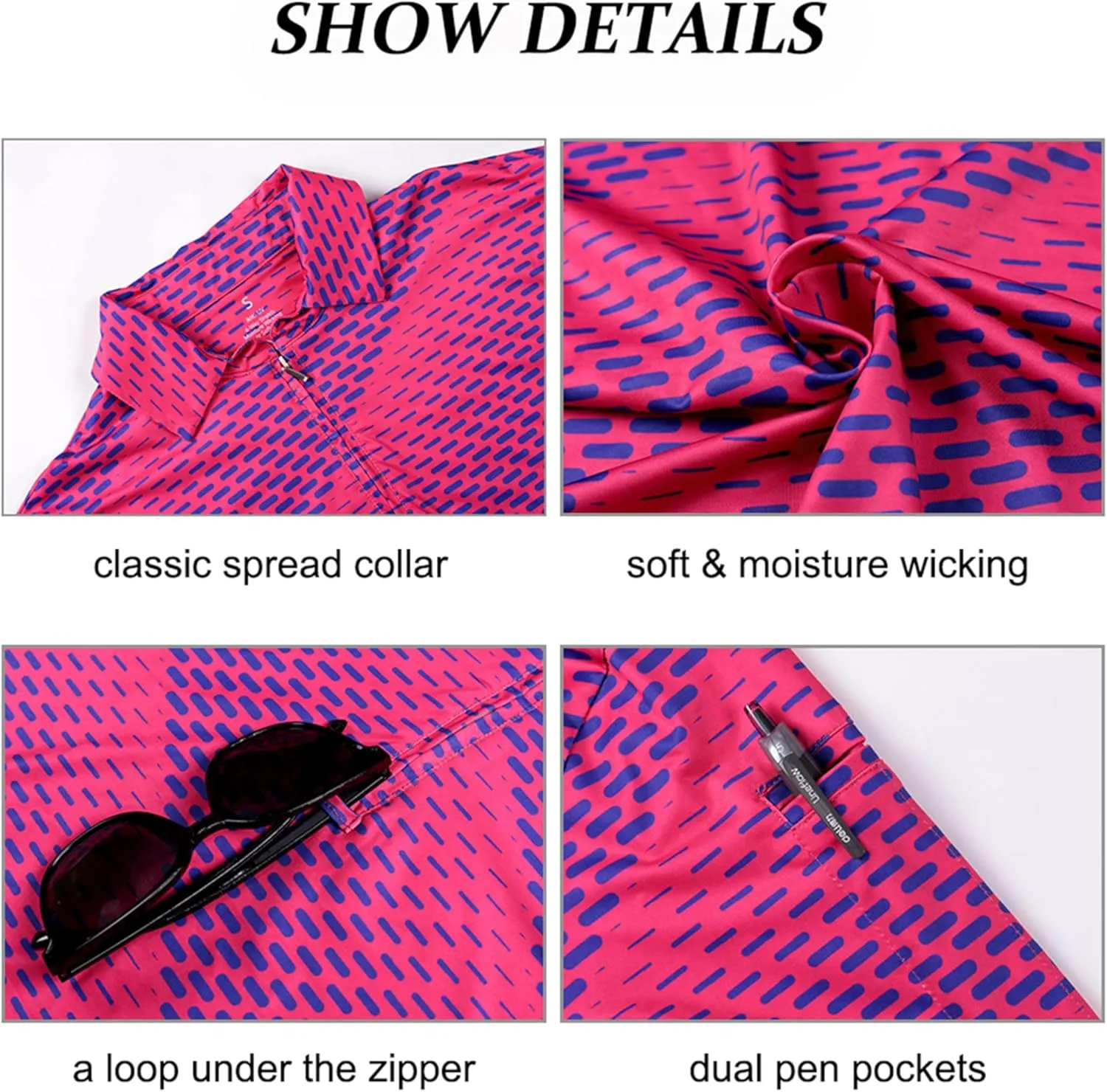 Hodaweisolp Men's Golf Shirts Dry Fit Moisture Wicking Performance Athletic Zipper Short Sleeve Polo Shirt for Men