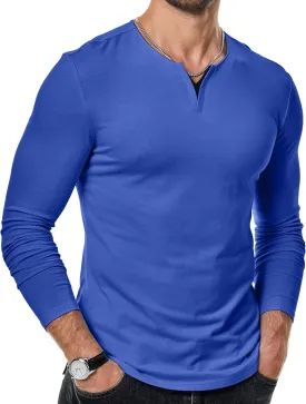 JMIERR Mens Casual Muscle T Shirt Long Sleeve V-Neck Longline Soft Tee Shirt