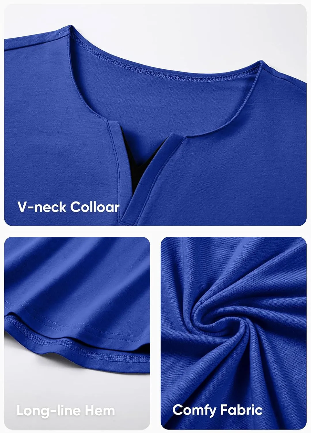 JMIERR Mens Casual Muscle T Shirt Long Sleeve V-Neck Longline Soft Tee Shirt