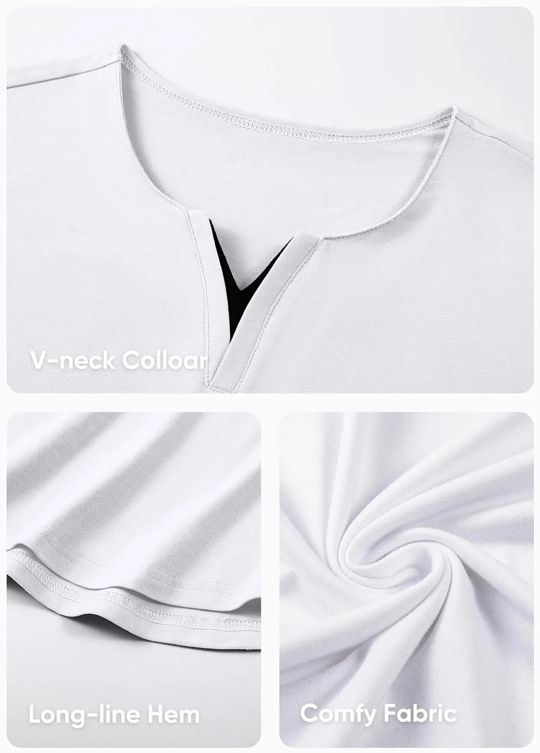 JMIERR Mens Casual Muscle T Shirt Long Sleeve V-Neck Longline Soft Tee Shirt