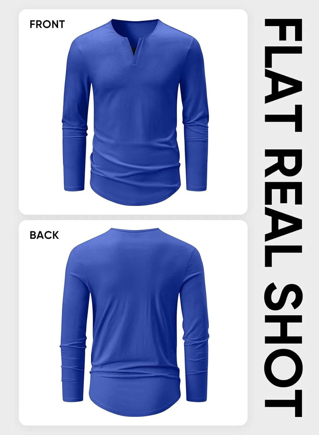 JMIERR Mens Casual Muscle T Shirt Long Sleeve V-Neck Longline Soft Tee Shirt