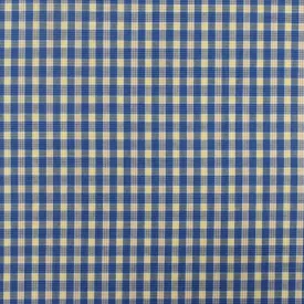 Lake Blue-Yellow-Multi Plaid Cotton Polyester Madras Woven Fabric