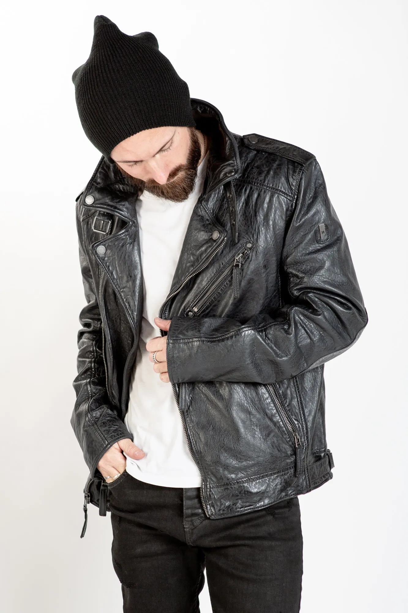 Malic Leather Jacket  - Anthracite