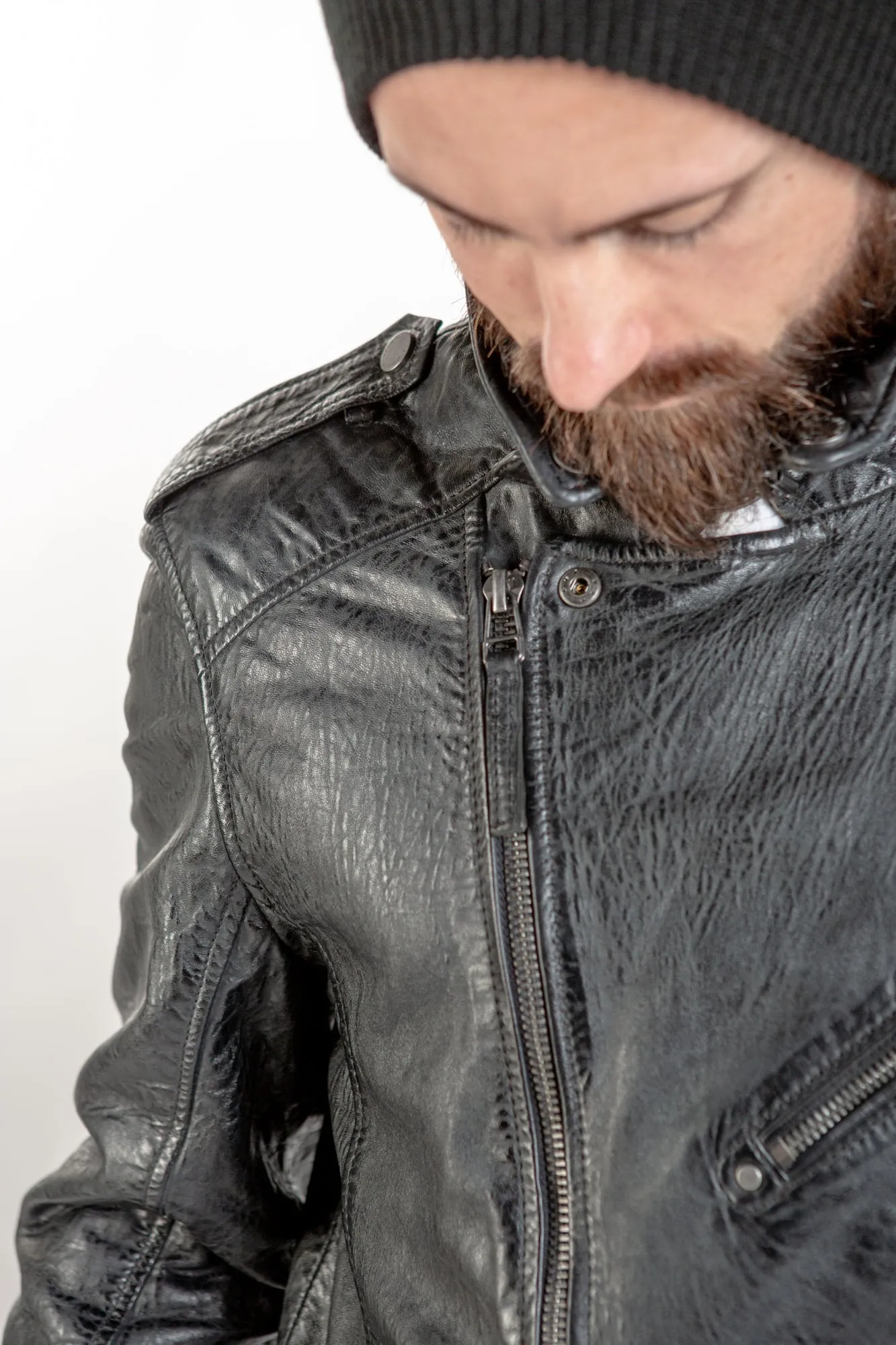 Malic Leather Jacket  - Anthracite
