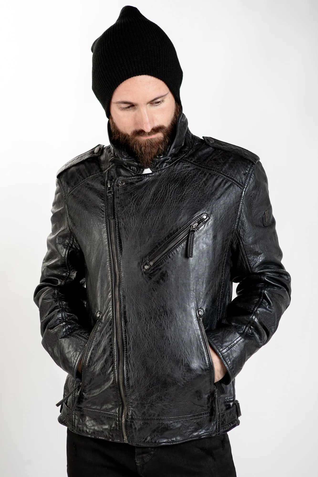 Malic Leather Jacket  - Anthracite