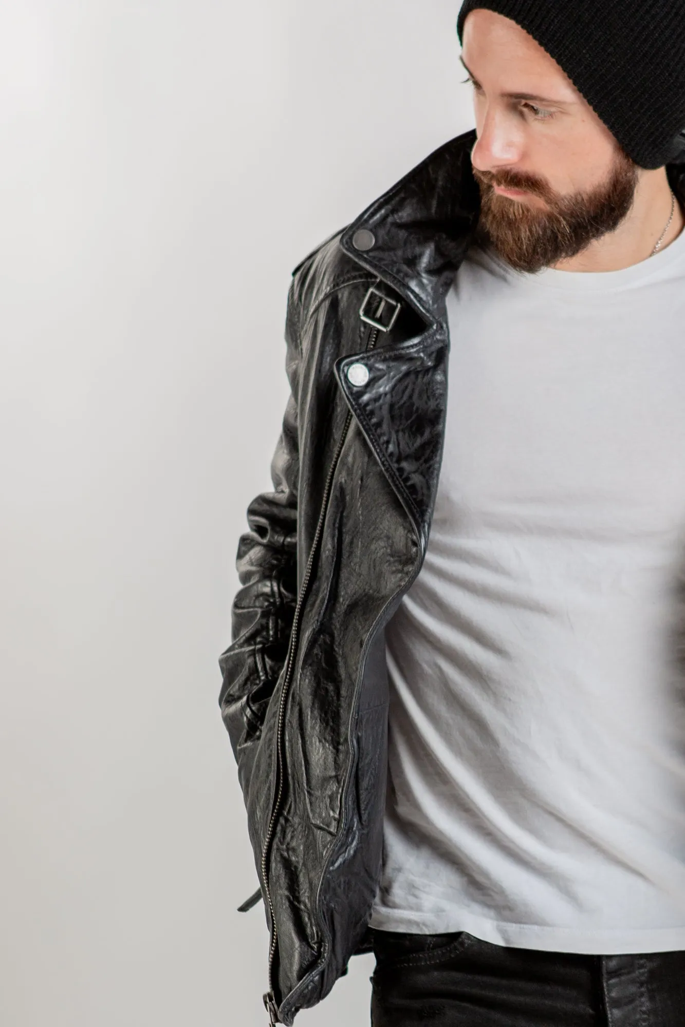 Malic Leather Jacket  - Anthracite