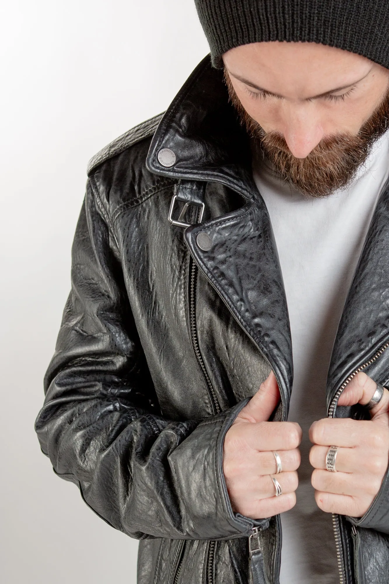 Malic Leather Jacket  - Anthracite