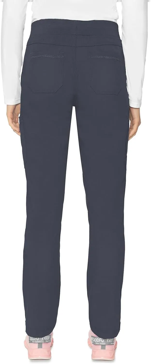 Med Couture Scrub Pants for Women, Jersey Waist Yoga Bottoms, 6 Pockets with Mid Rise Drawstring Waistband - MC7725
