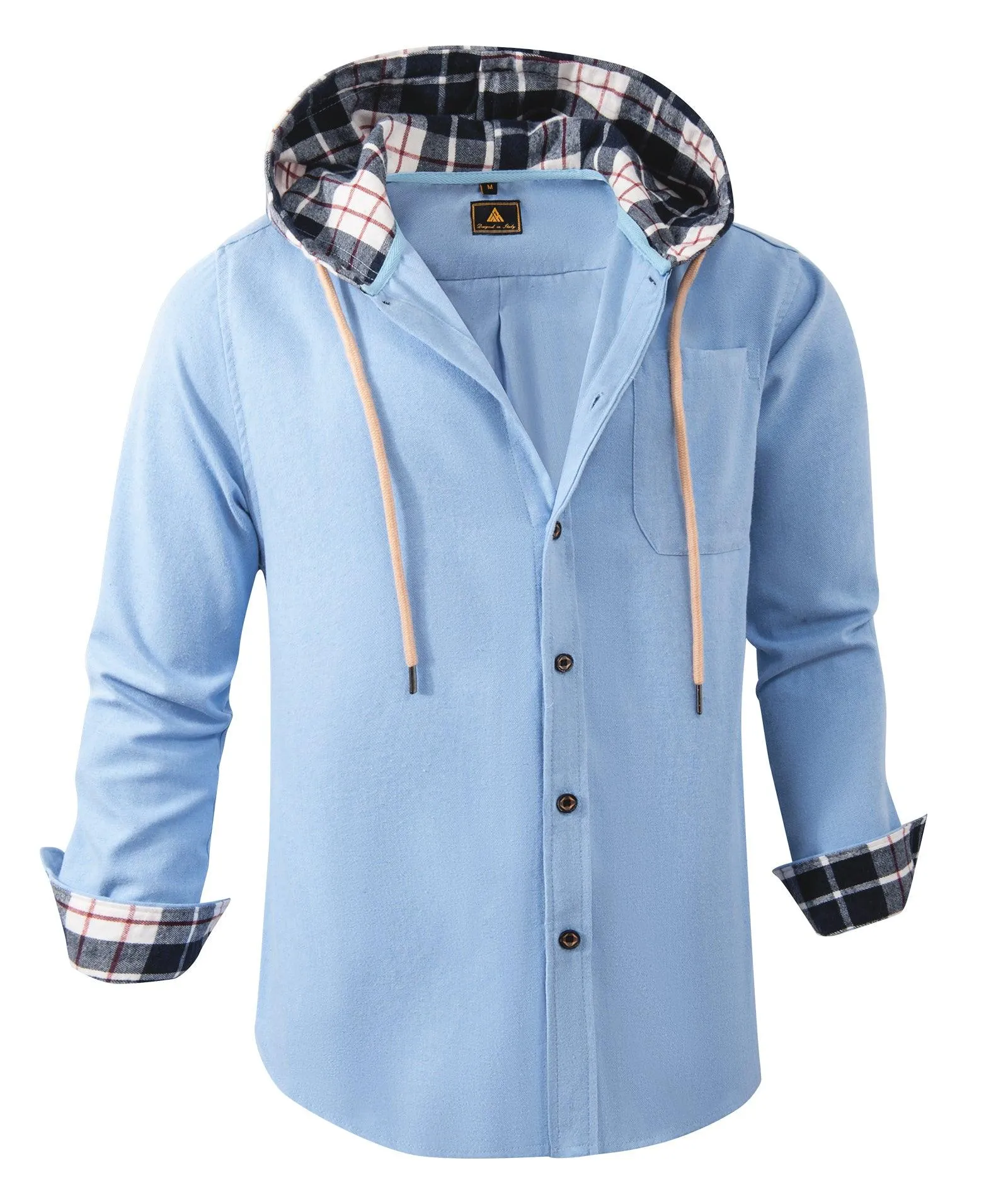 Men's Button Up Flannel Plaid Shirt-ZPK007042