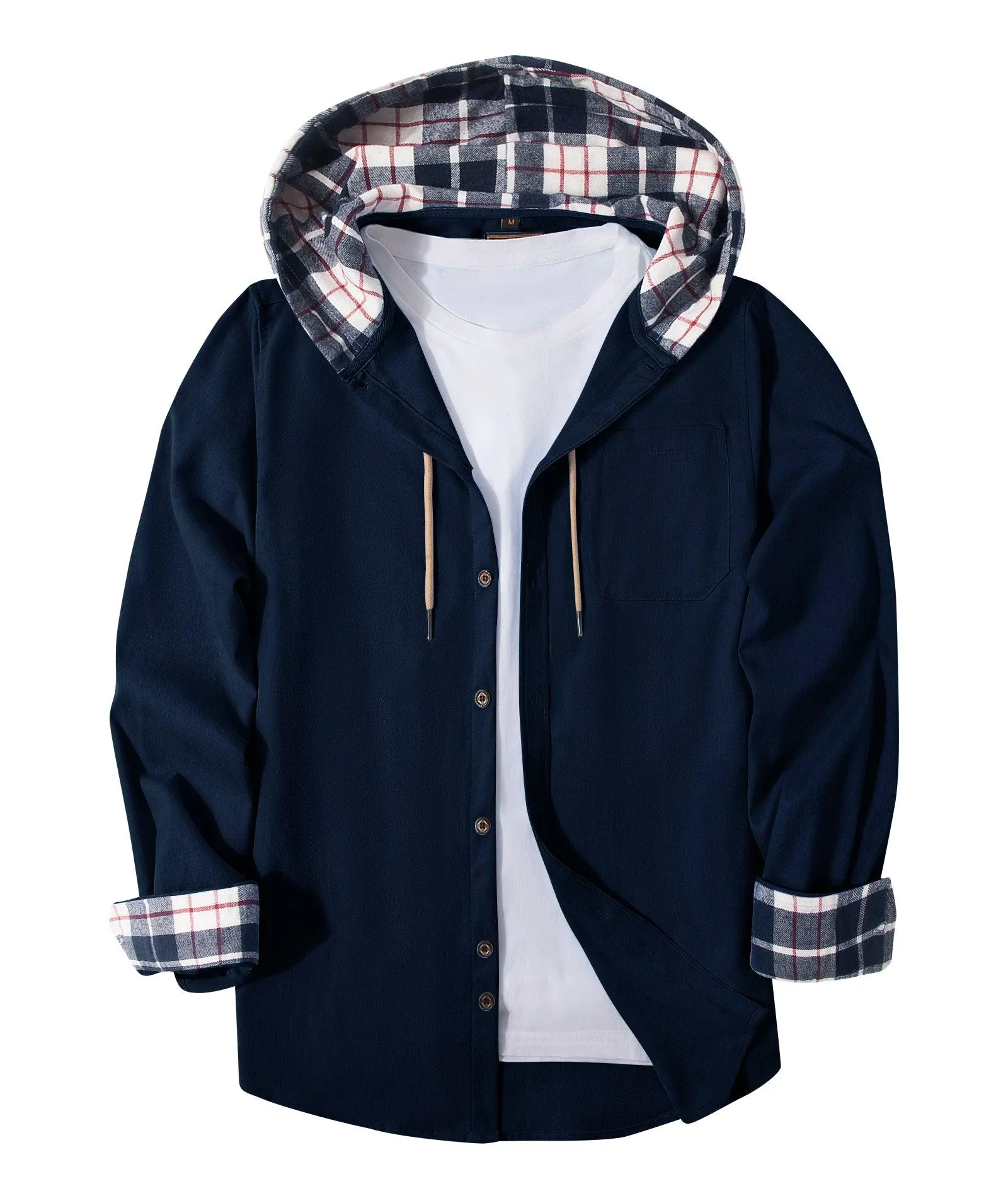 Men's Button Up Flannel Plaid Shirt-ZPK007042