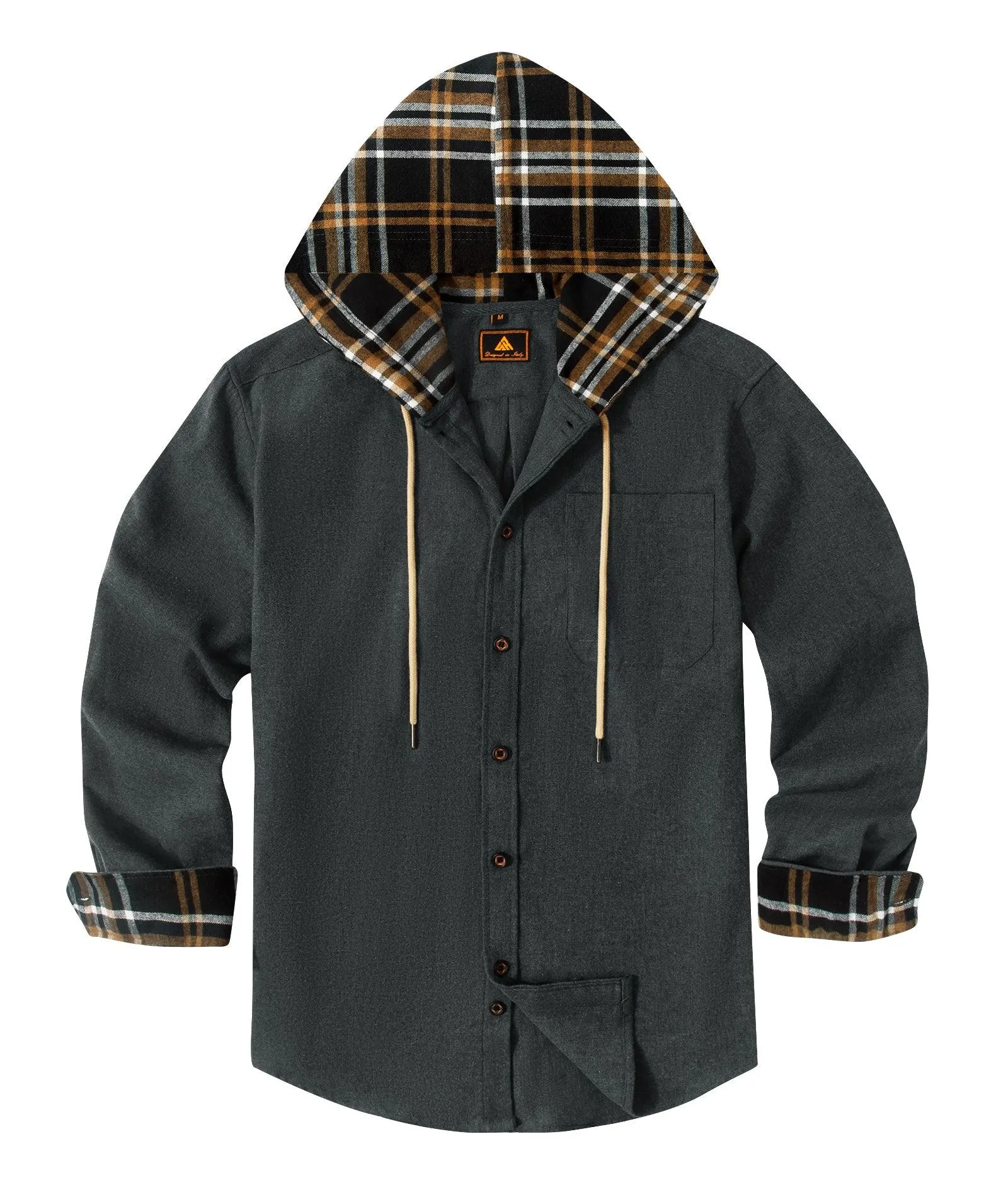 Men's Button Up Flannel Plaid Shirt-ZPK007042