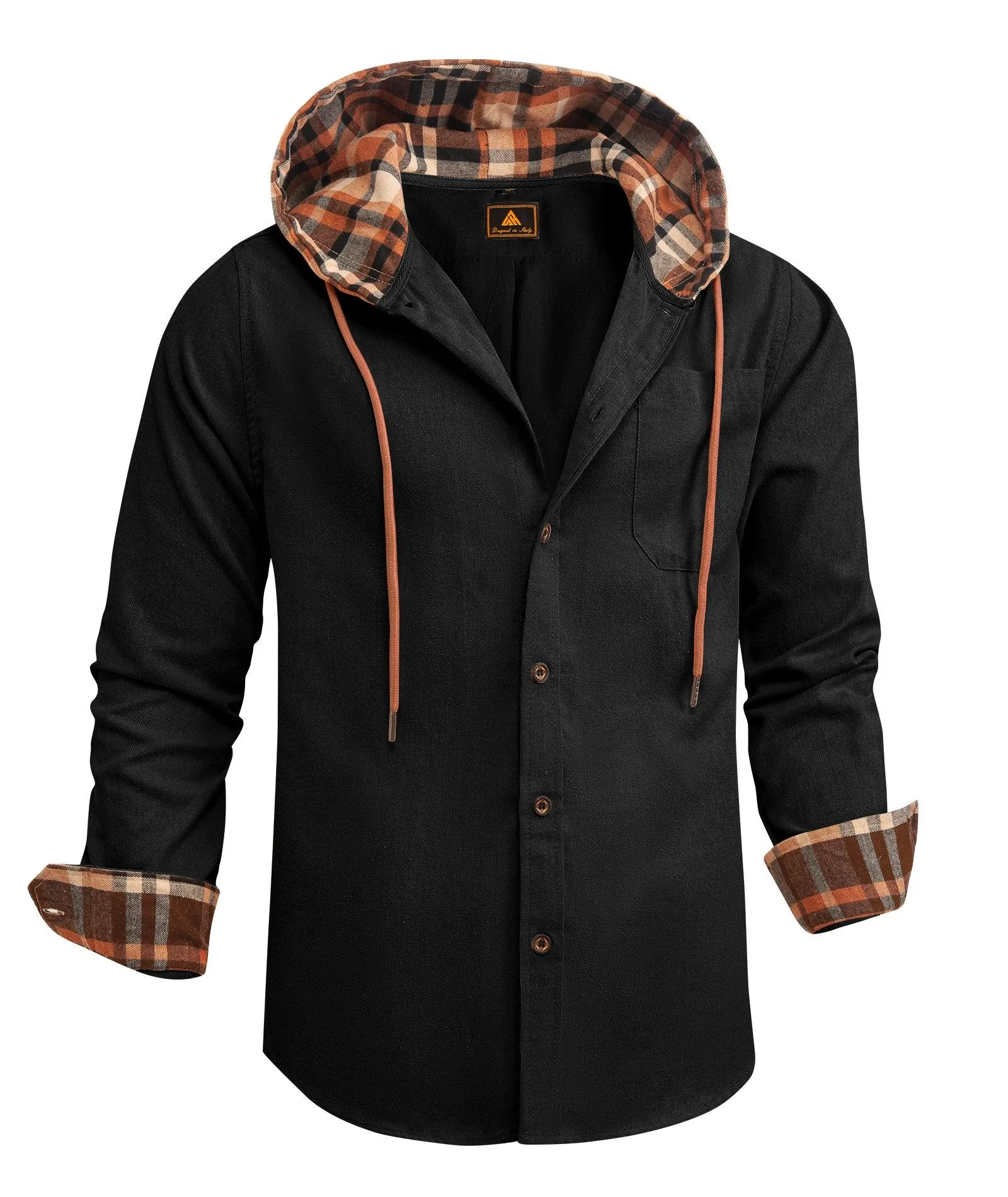 Men's Button Up Flannel Plaid Shirt-ZPK007042