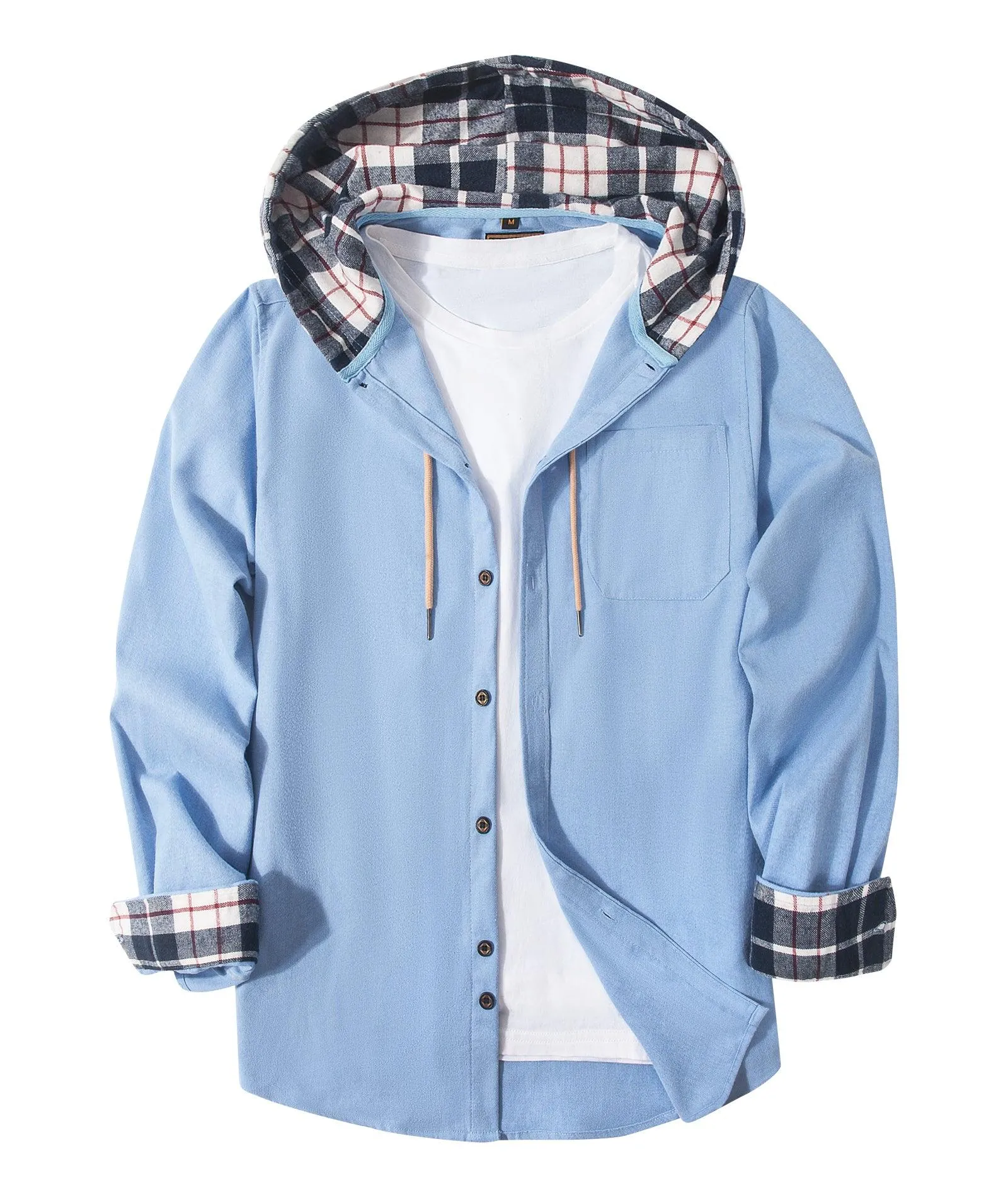 Men's Button Up Flannel Plaid Shirt-ZPK007042