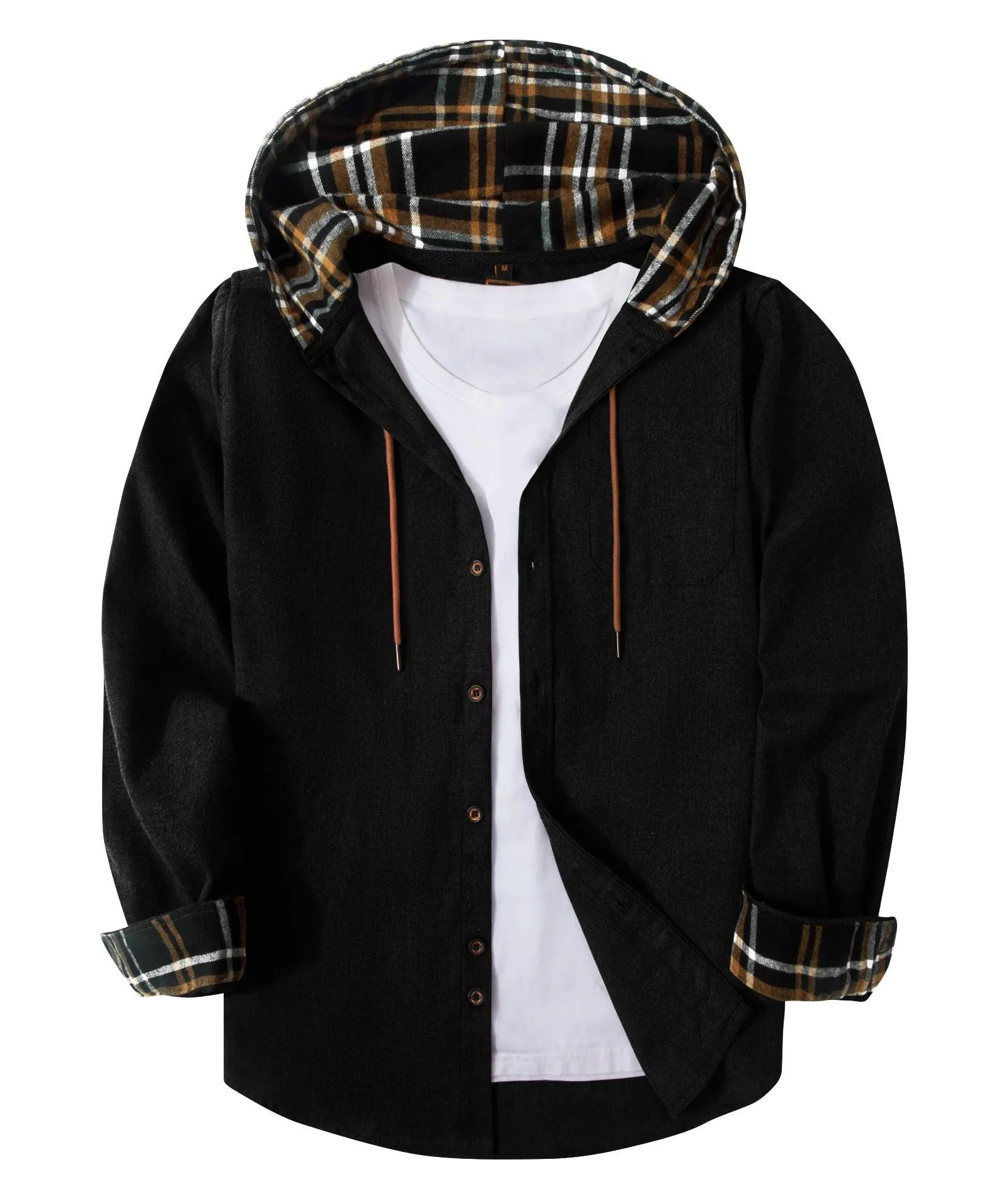 Men's Button Up Flannel Plaid Shirt-ZPK007042