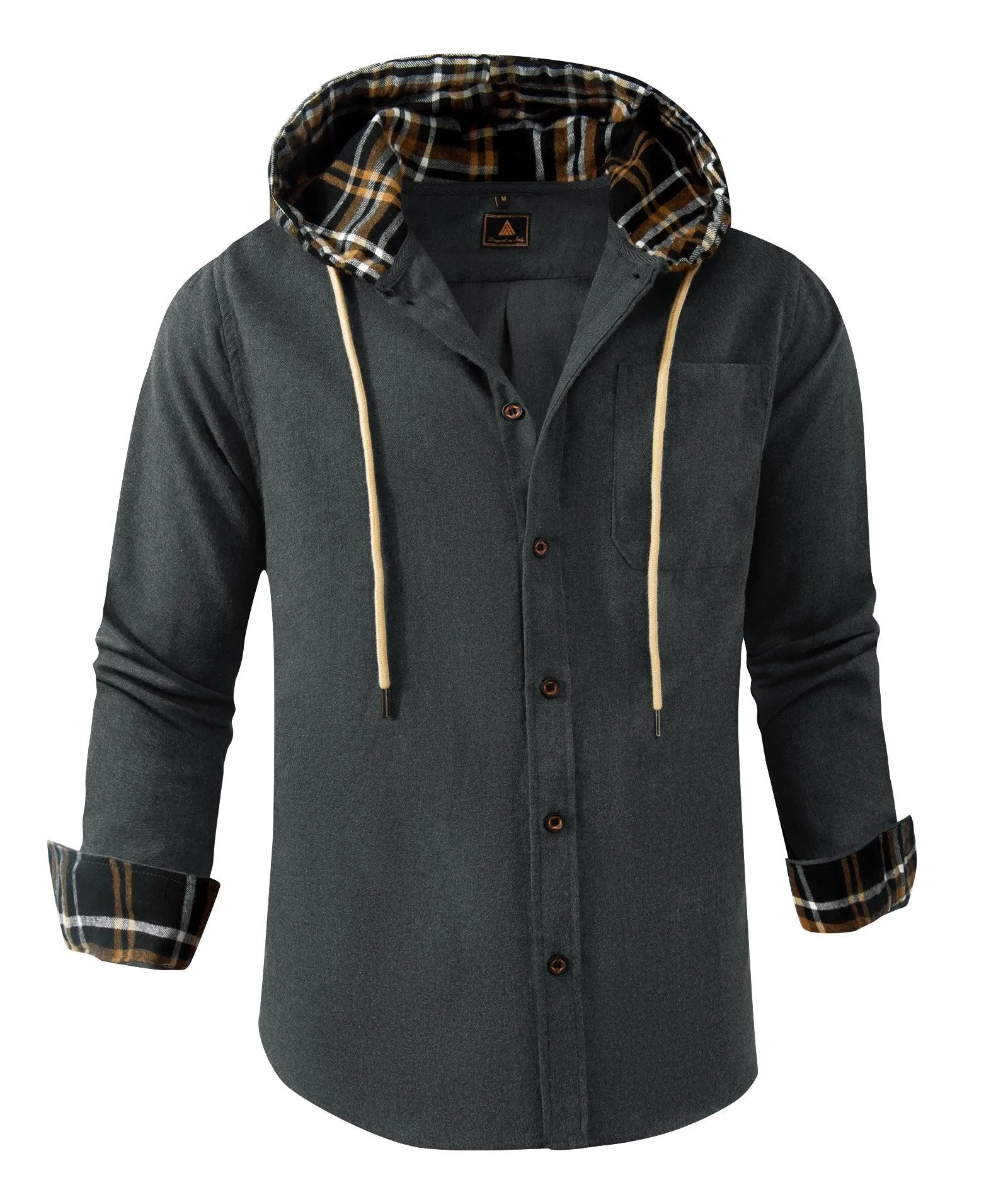 Men's Button Up Flannel Plaid Shirt-ZPK007042