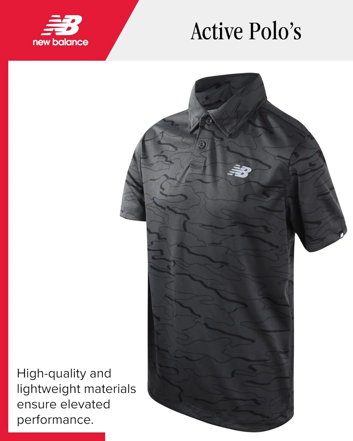 New Balance Boys Polo T-Shirt - 2 Pack Short Sleeve Dry Fit Shirt - Performance Collared Golf Shirt (8-20)