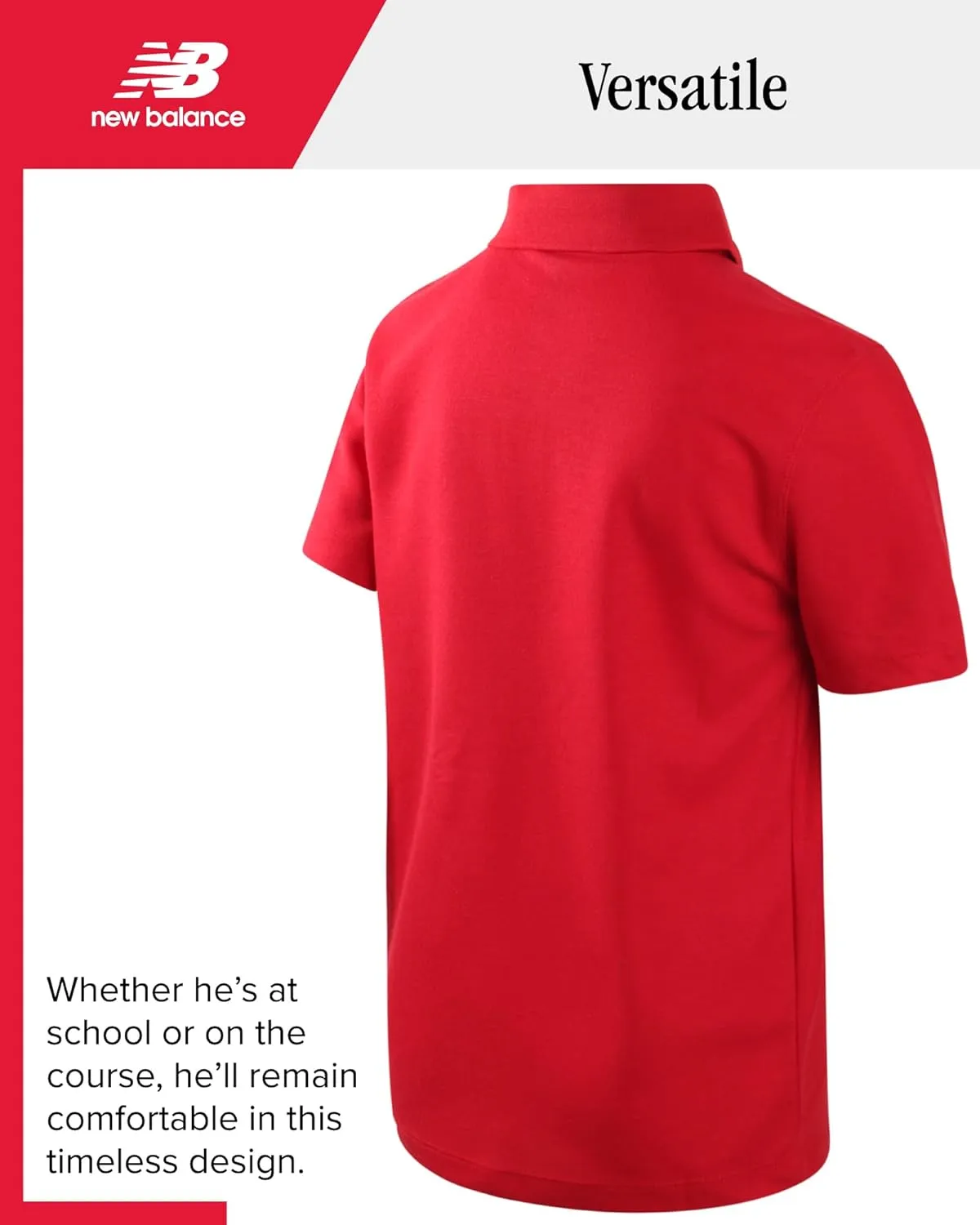 New Balance Boys Polo T-Shirt - 2 Pack Short Sleeve Dry Fit Shirt - Performance Collared Golf Shirt (8-20)