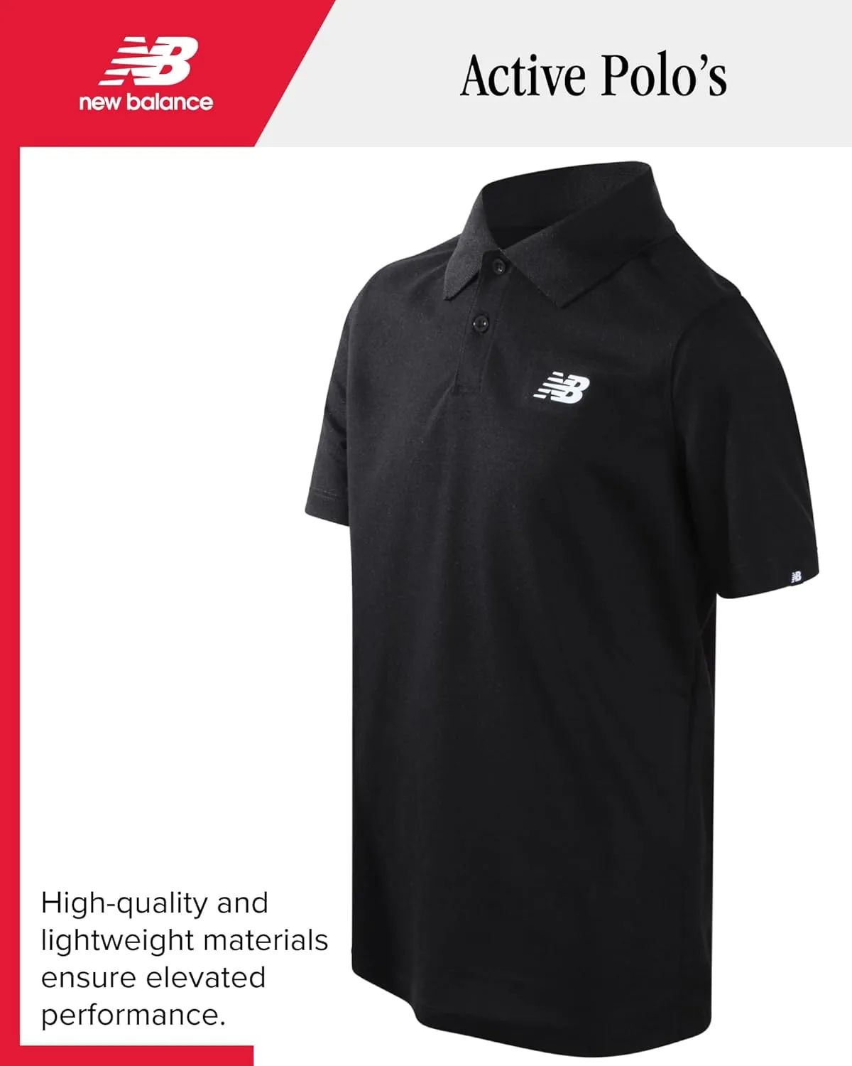 New Balance Boys Polo T-Shirt - 2 Pack Short Sleeve Dry Fit Shirt - Performance Collared Golf Shirt (8-20)
