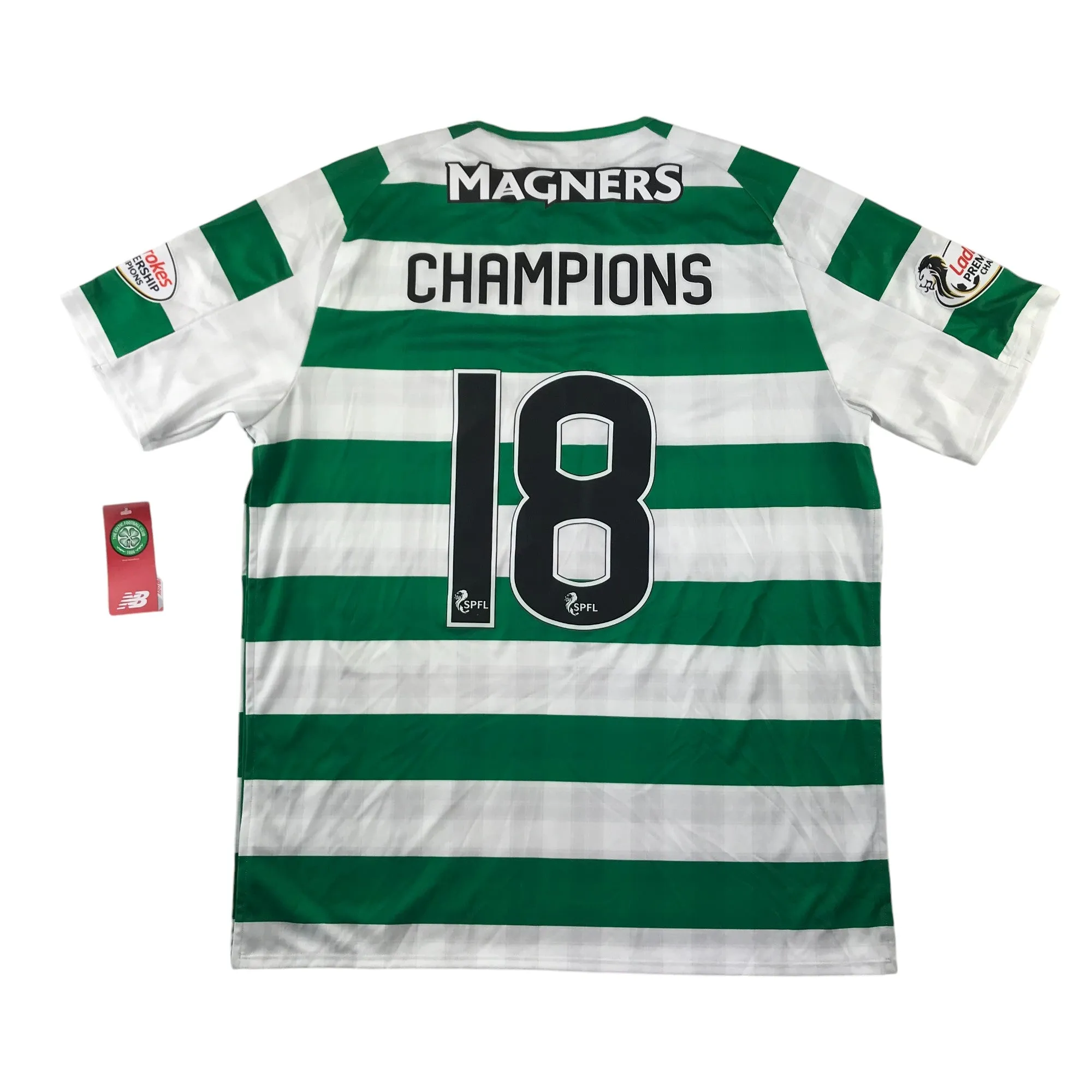 New Balance Celtic FC Football Strip men size L number 18 Champions in the back