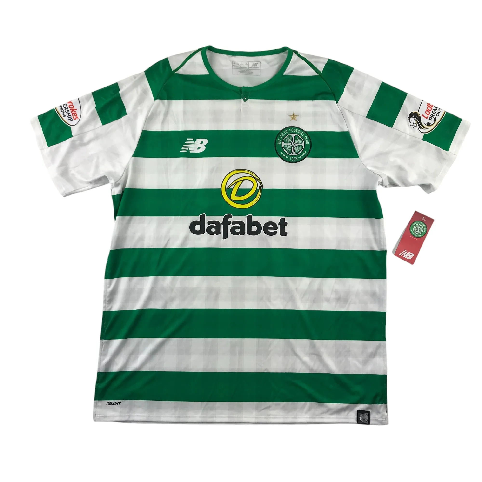 New Balance Celtic FC Football Strip men size L number 18 Champions in the back