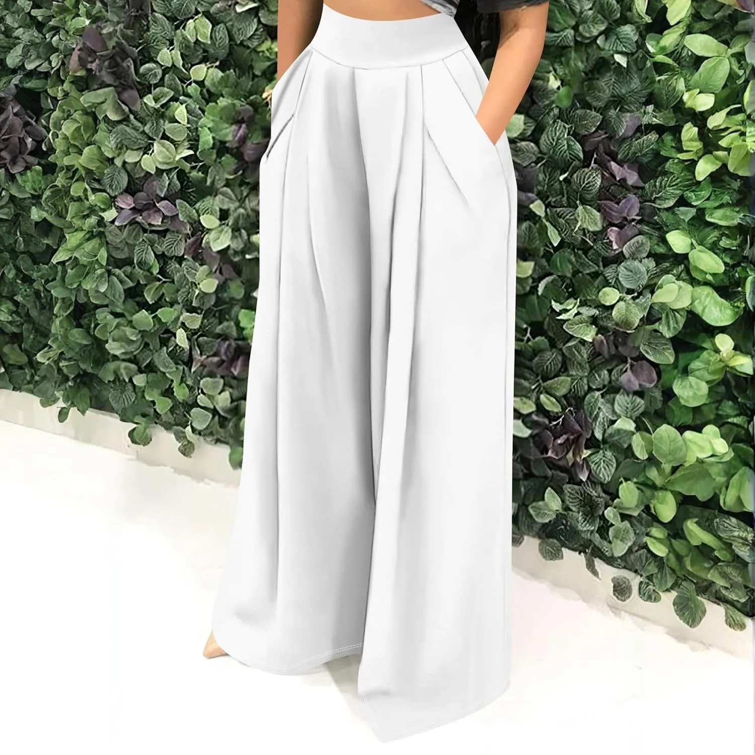 Palazzo Pants for Women Flowy Wide Leg High Waisted Trousers Long Dressy Bottoms