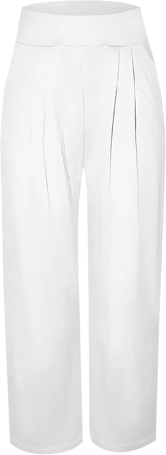 Palazzo Pants for Women Flowy Wide Leg High Waisted Trousers Long Dressy Bottoms